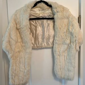 Vintage white real fur stole wrap
